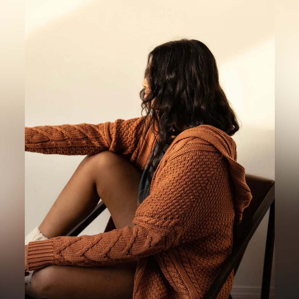 Jackson Rowe Rust Cable Knit Cardigan